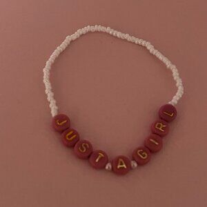 Pink and White Beaded Bracelet